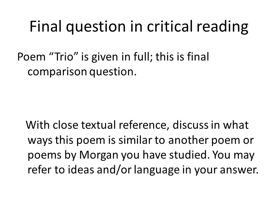 Final question in critical reading