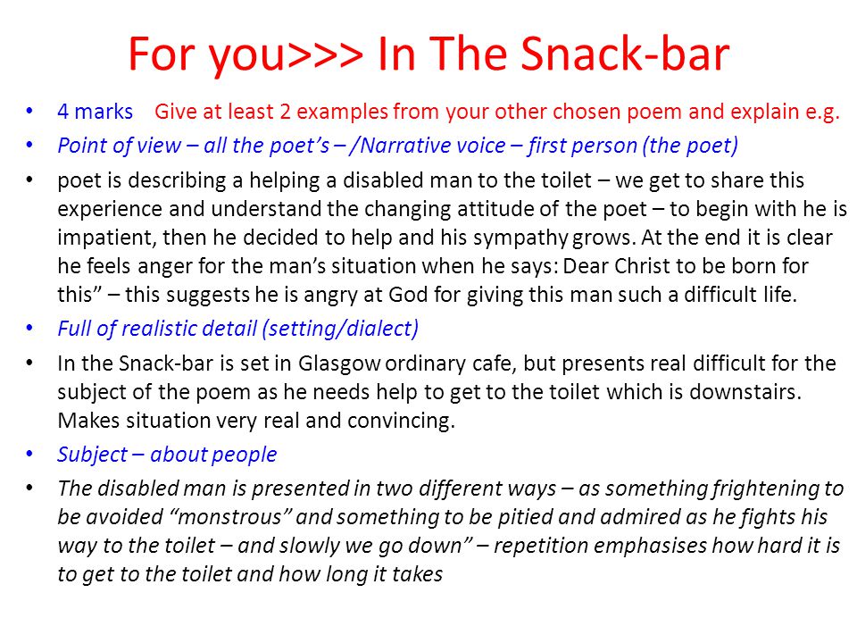 For you>>> In The Snack-bar