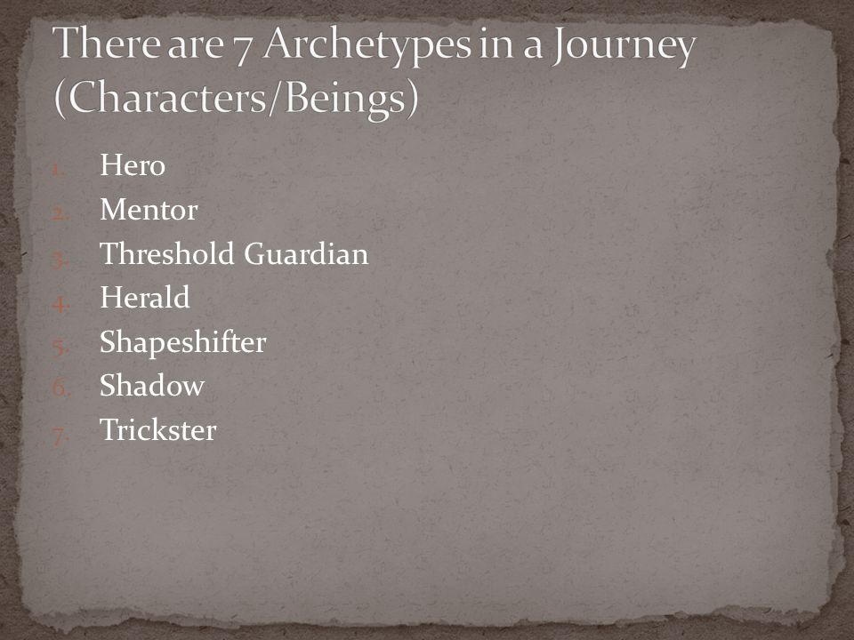 There are 7 Archetypes in a Journey (Characters/Beings)