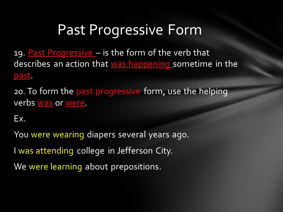Past Progressive Form
