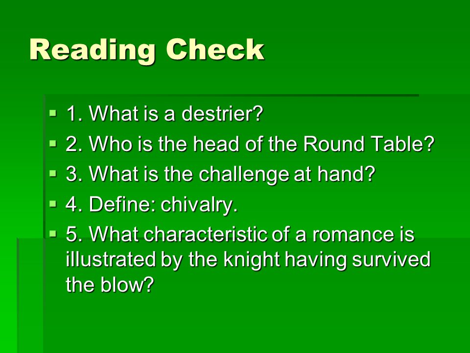 Reading Check 1. What is a destrier