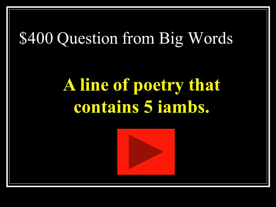 $400 Question from Big Words