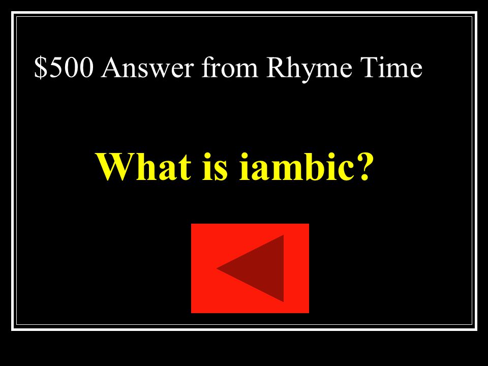 $500 Answer from Rhyme Time