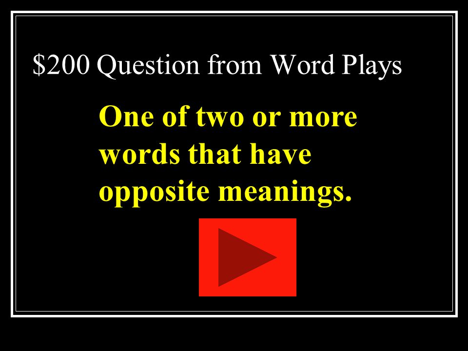 $200 Question from Word Plays
