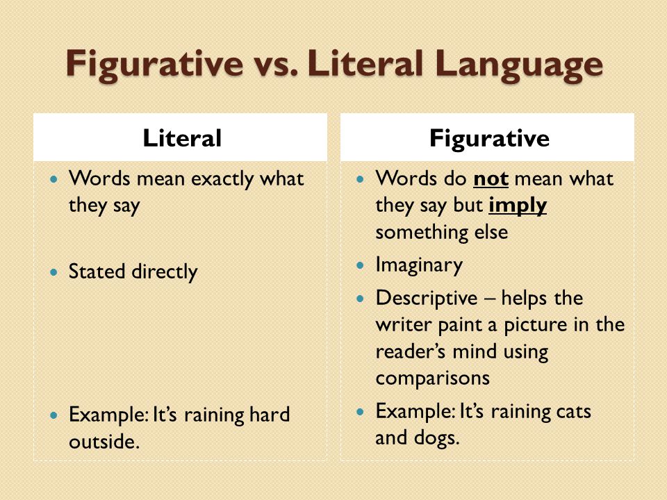 Figurative vs. Literal Language