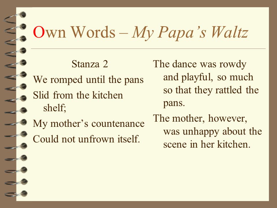 Own Words – My Papa’s Waltz