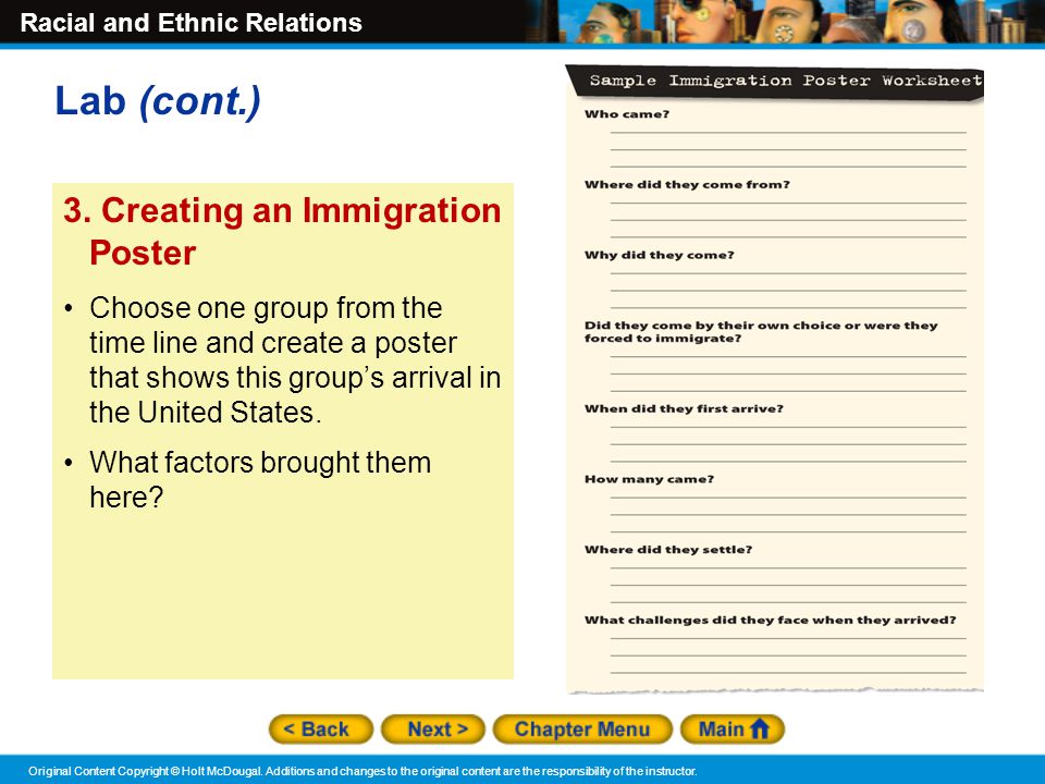 Lab (cont.) 3. Creating an Immigration Poster
