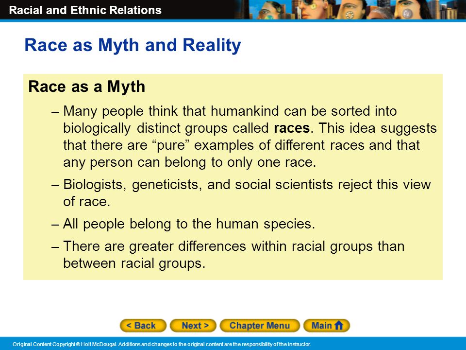 Race as Myth and Reality