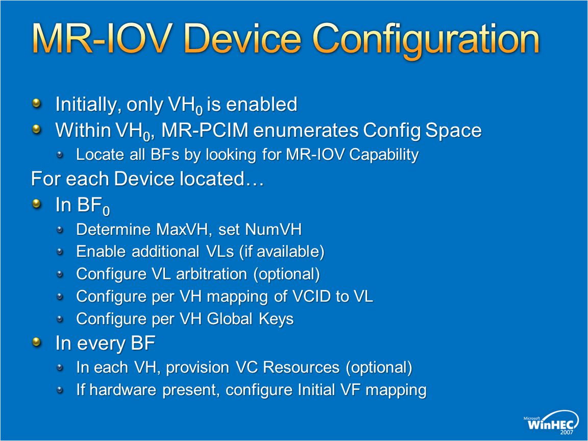 MR-IOV Device Configuration