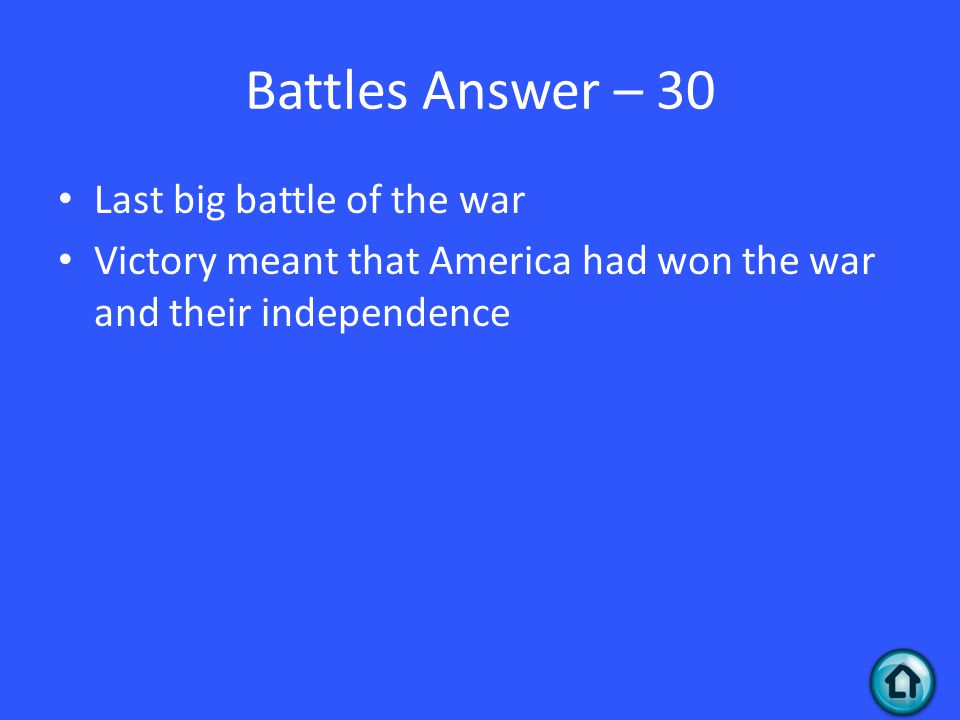 Battles Answer – 30 Last big battle of the war