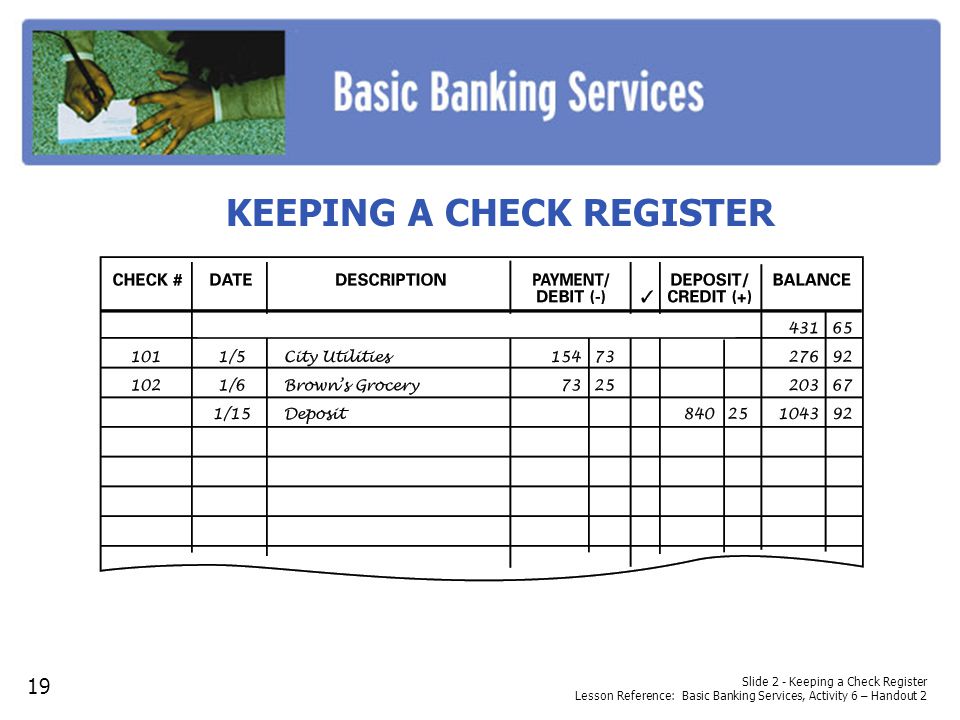 KEEPING A CHECK REGISTER