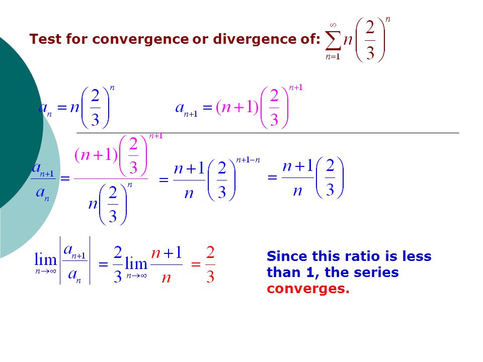 Test for convergence or divergence of: