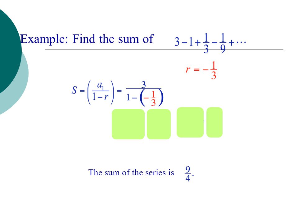 Example: Find the sum of