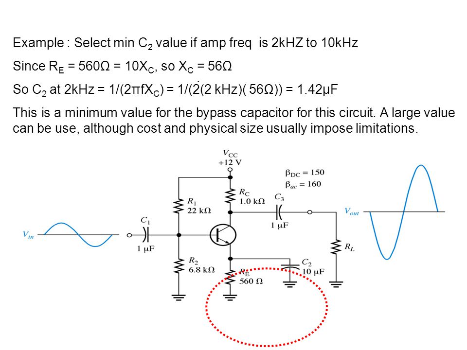 Example : Select min C2 value if amp freq is 2kHZ to 10kHz