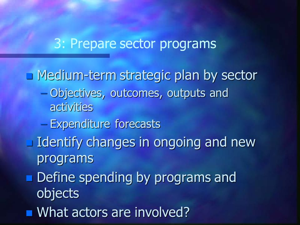 3: Prepare sector programs