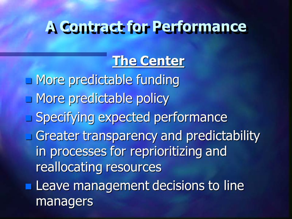 A Contract for Performance