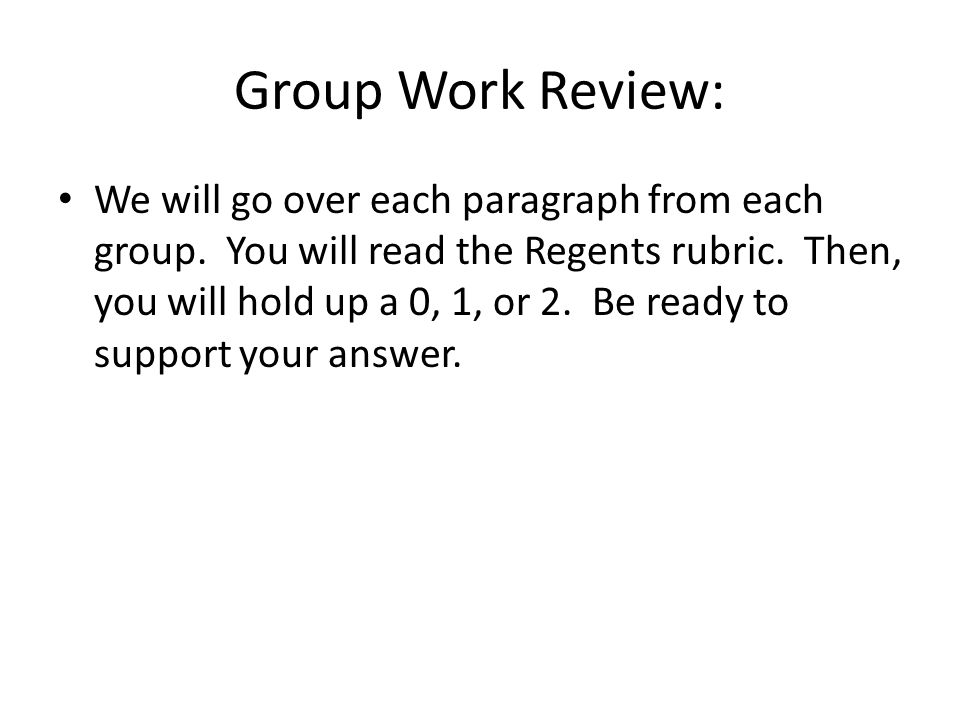 Group Work Review: