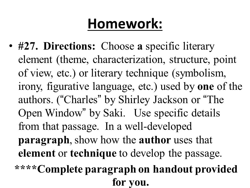 ****Complete paragraph on handout provided for you.