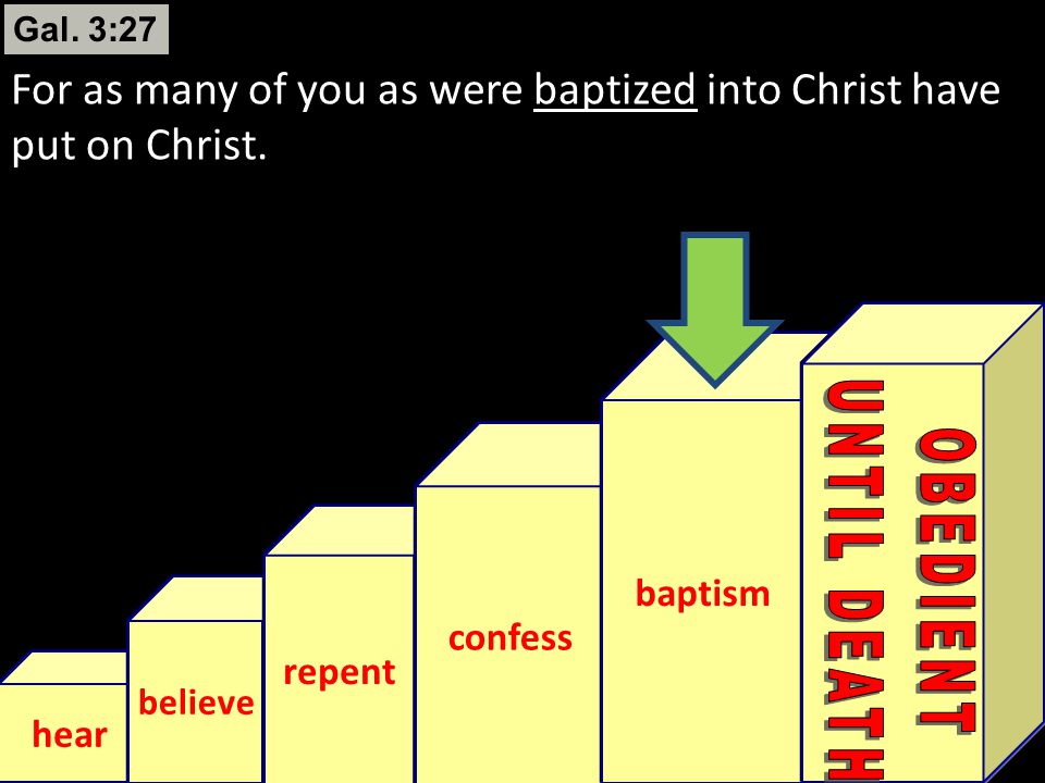 Gal. 3:27 For as many of you as were baptized into Christ have put on Christ. baptism. confess. repent.