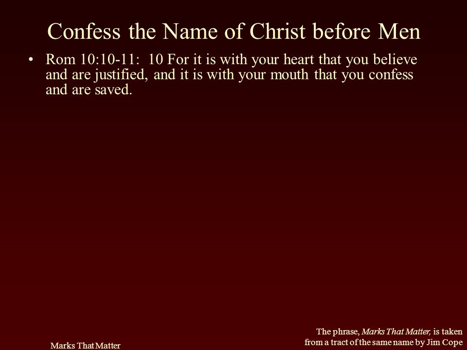 Confess the Name of Christ before Men