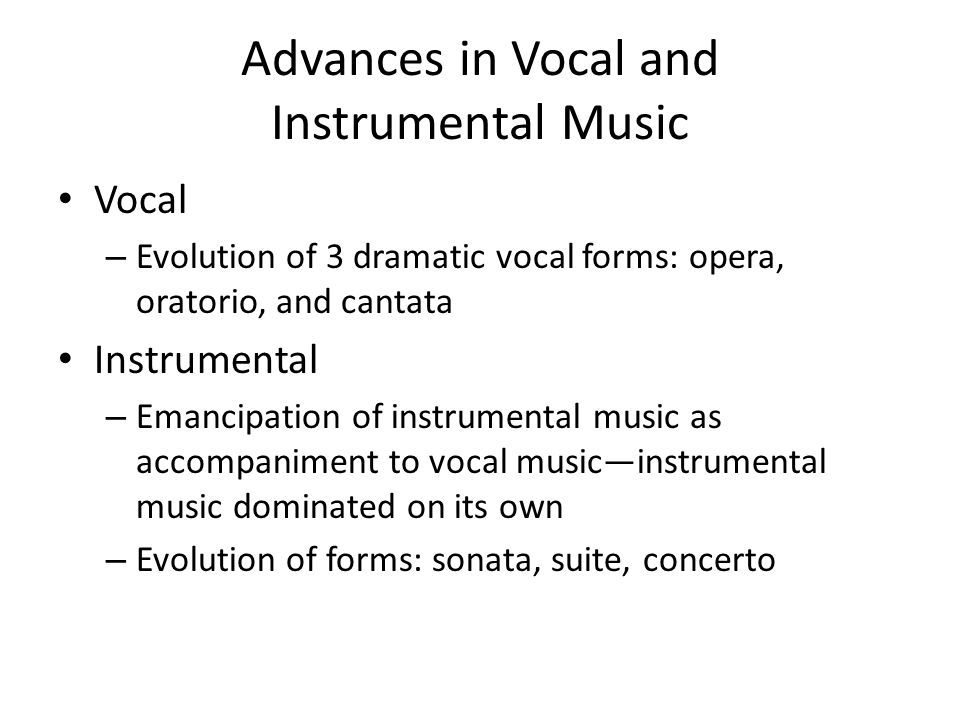 Advances in Vocal and Instrumental Music