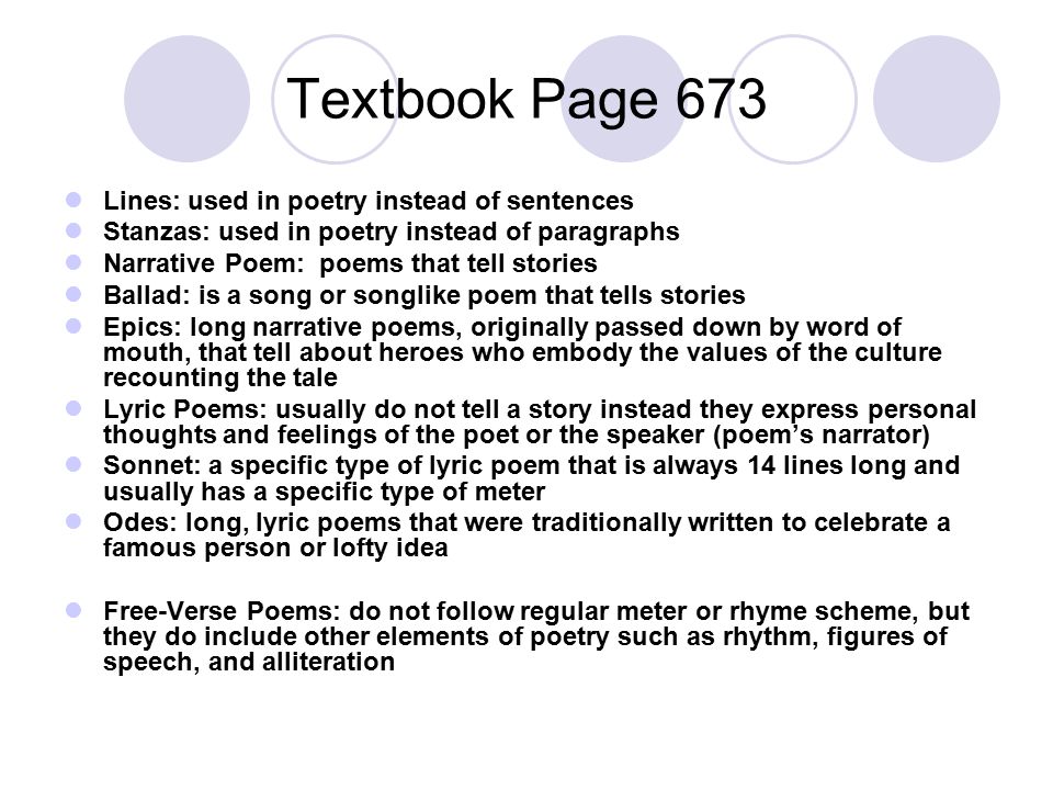 Textbook Page 673 Lines: used in poetry instead of sentences