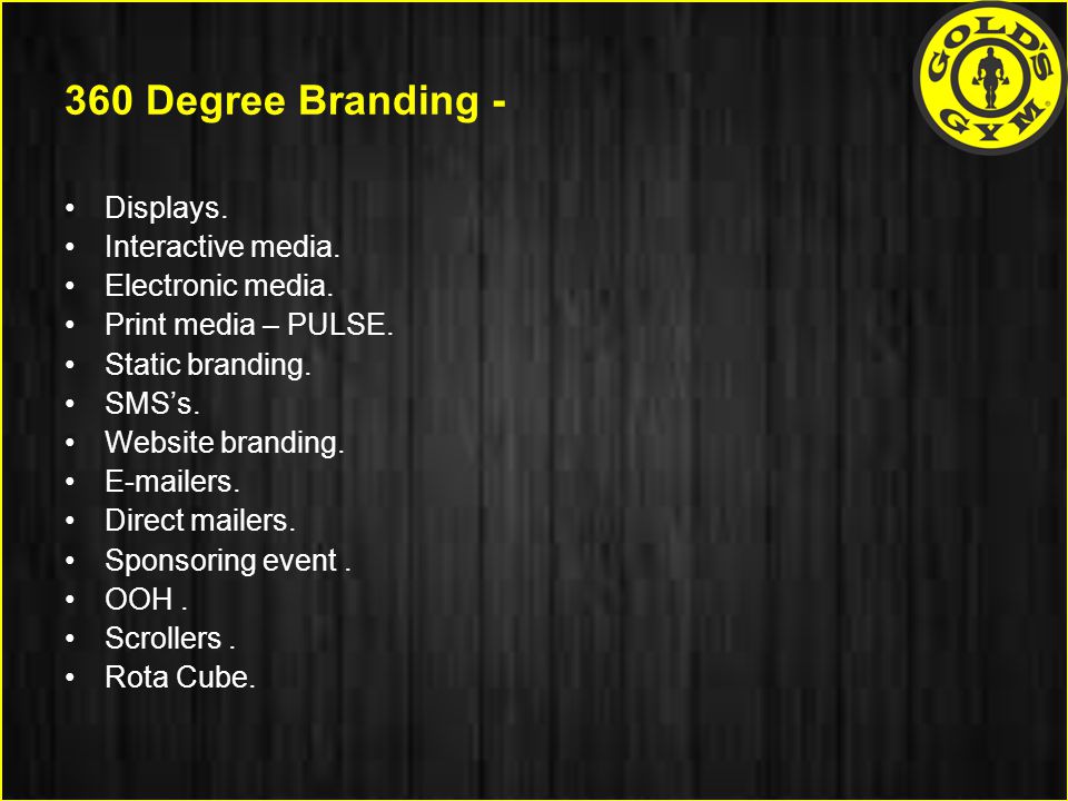 360 Degree Branding - Displays. Interactive media. Electronic media.