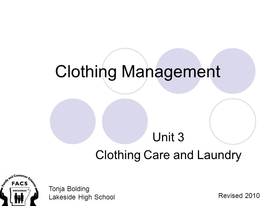 Unit 3 Clothing Care and Laundry
