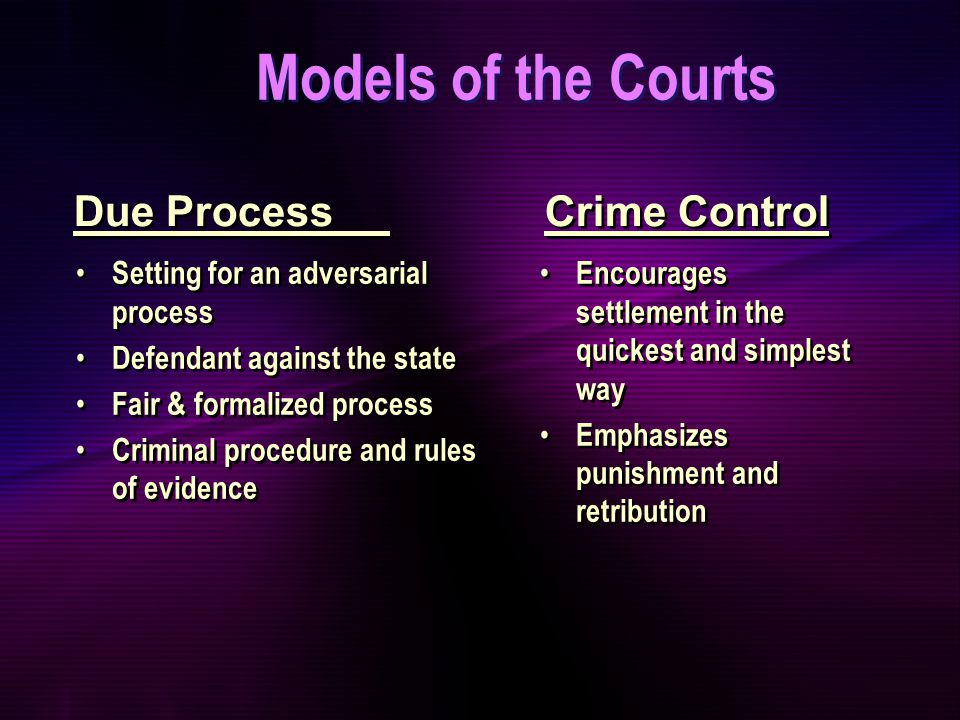 Models of the Courts Due Process Crime Control