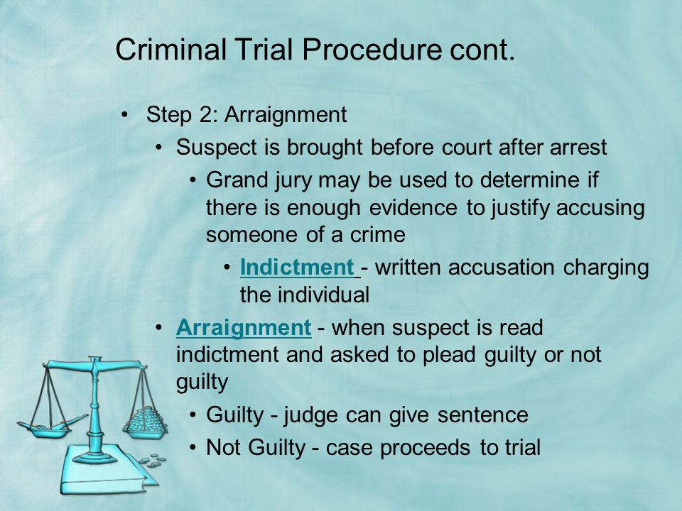 Criminal Trial Procedure cont.