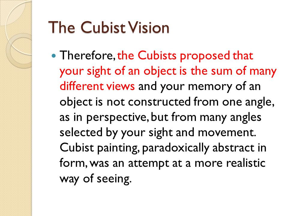 The Cubist Vision
