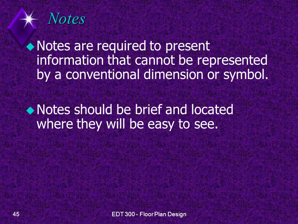 Notes Notes are required to present information that cannot be represented by a conventional dimension or symbol.