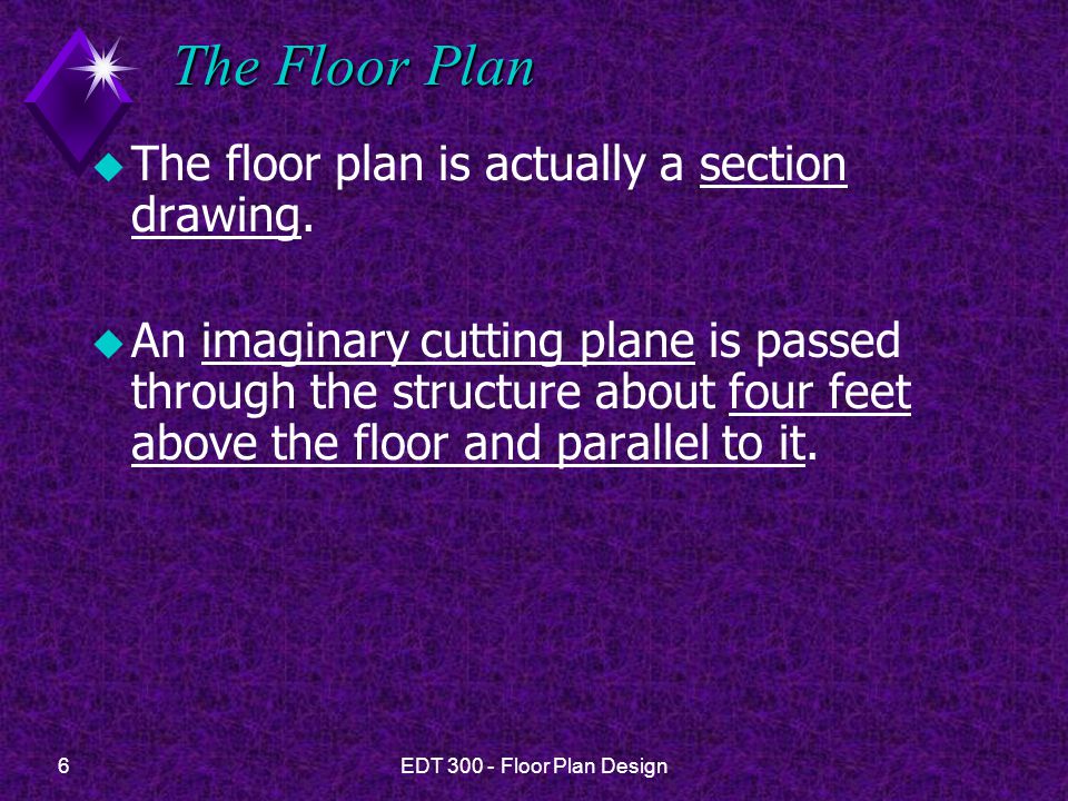 The Floor Plan The floor plan is actually a section drawing.