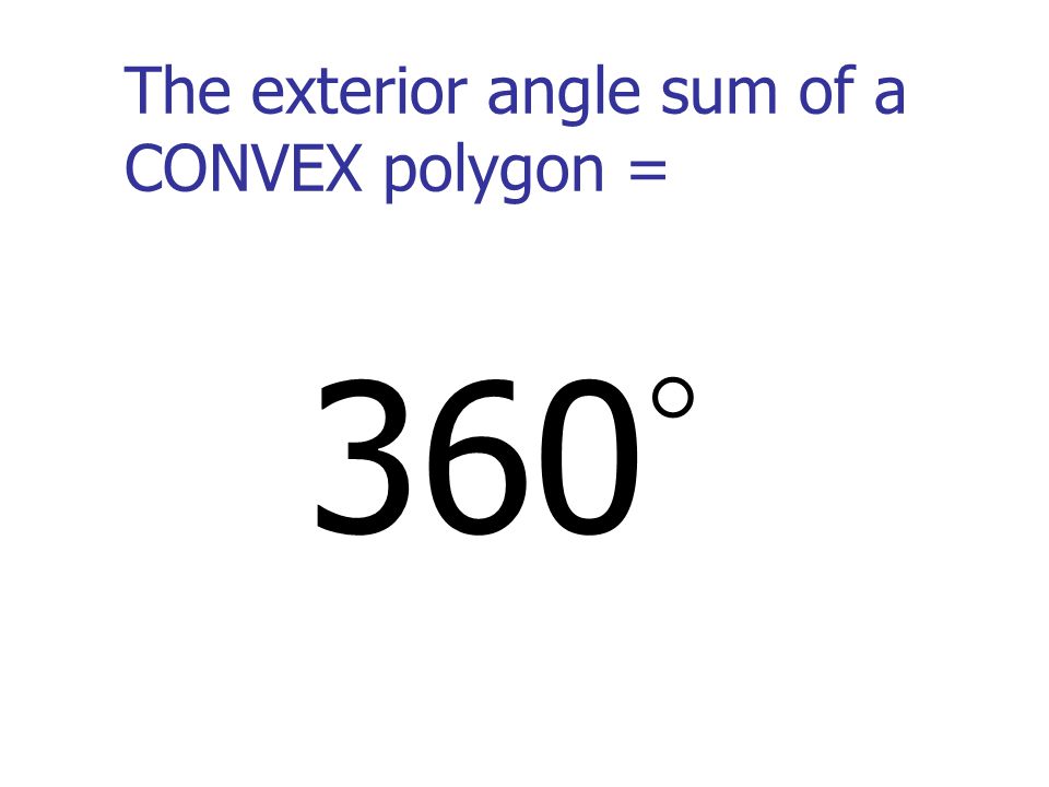 The exterior angle sum of a CONVEX polygon =