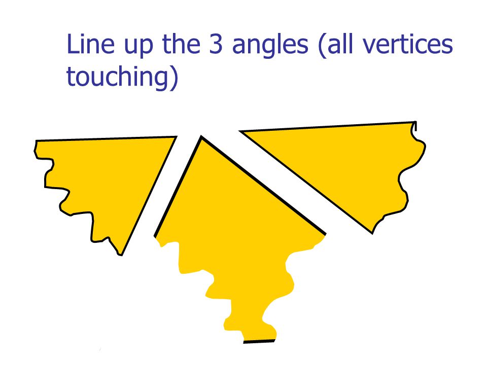Line up the 3 angles (all vertices touching)