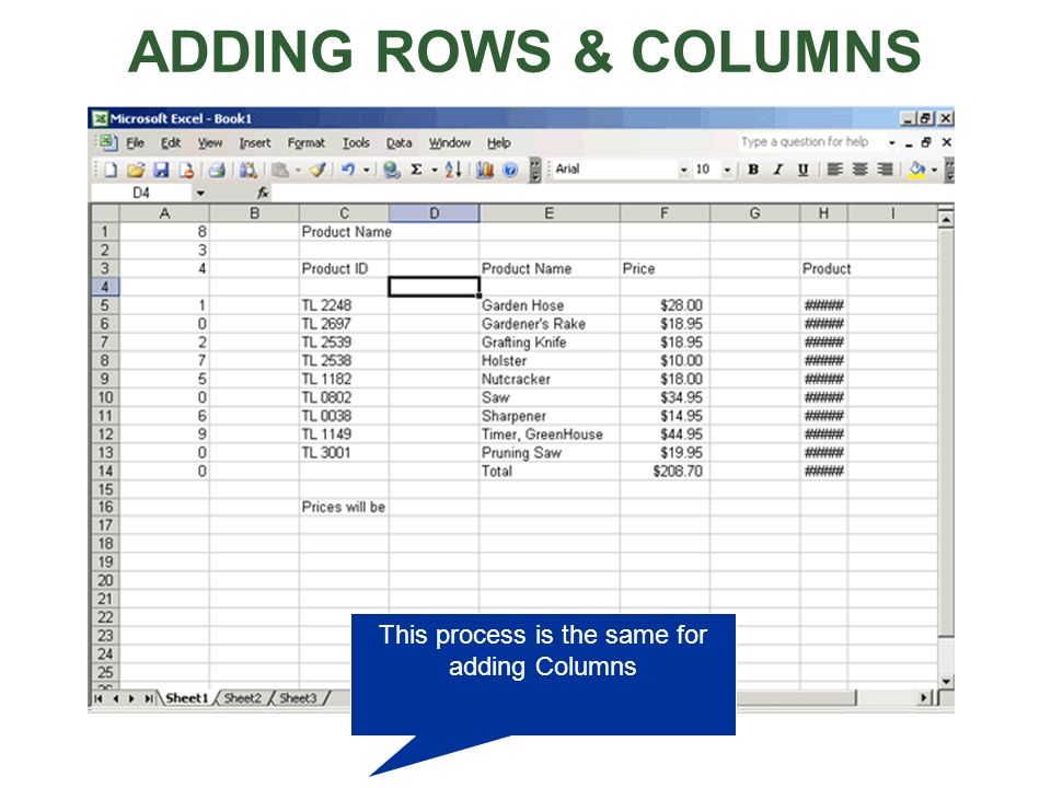 This process is the same for adding Columns