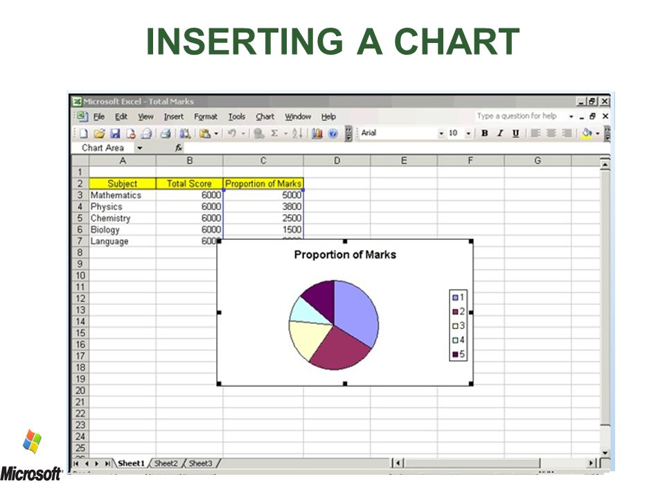 INSERTING A CHART YOU CAN ALSO CHANGE THE POSITIONOF THE CHART BY SELECTING IT AND DRAGGING IT TO THE DESIRED LOCATION (POSITION)