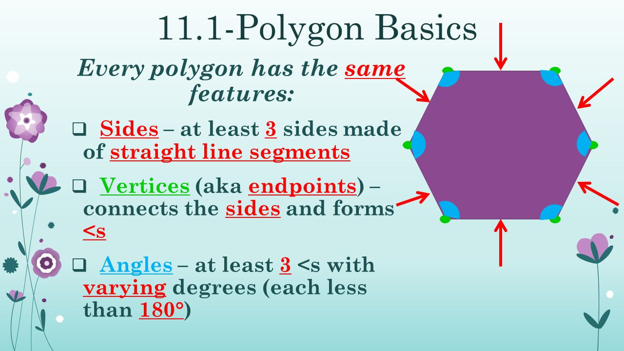 Every polygon has the same features: