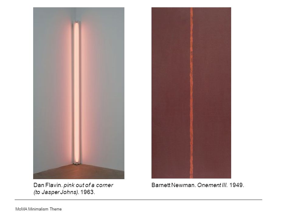 Dan Flavin. pink out of a corner (to Jasper Johns)