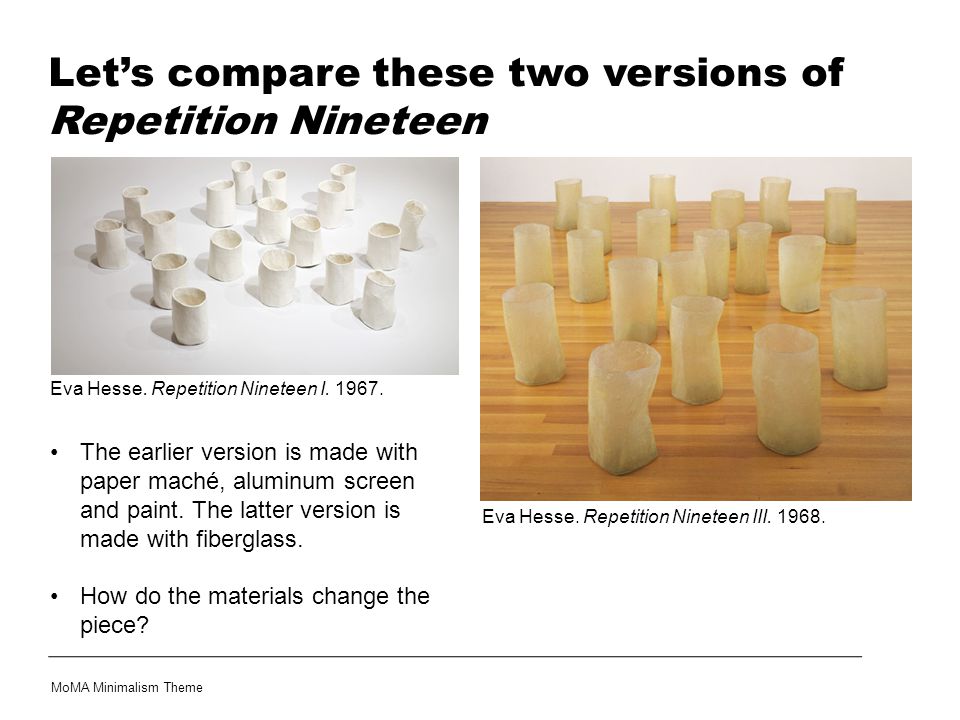 Let’s compare these two versions of Repetition Nineteen