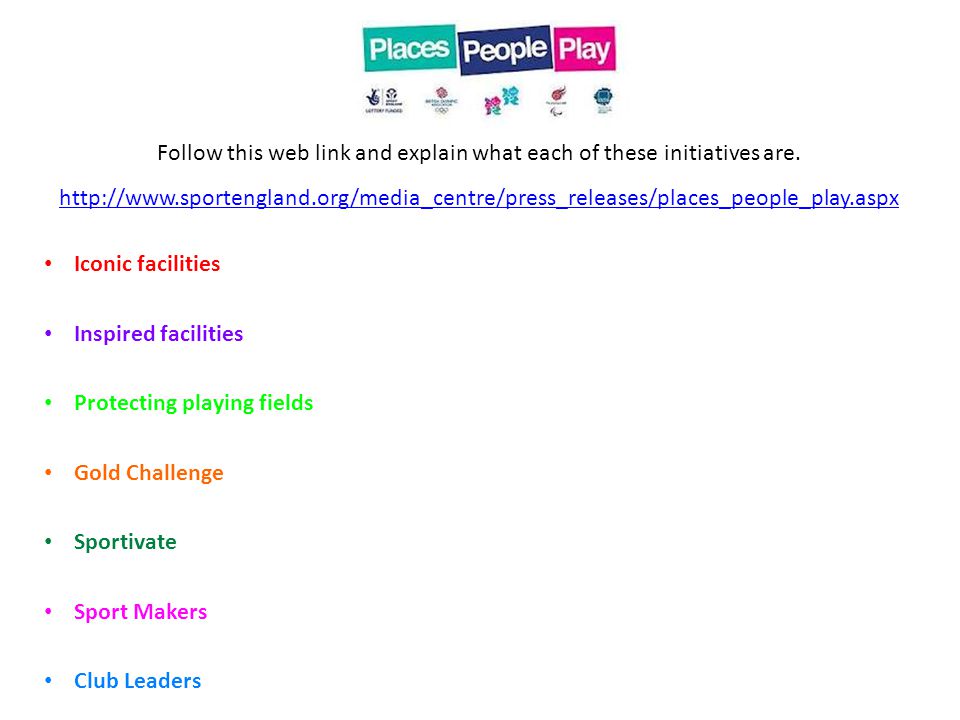 Follow this web link and explain what each of these initiatives are.