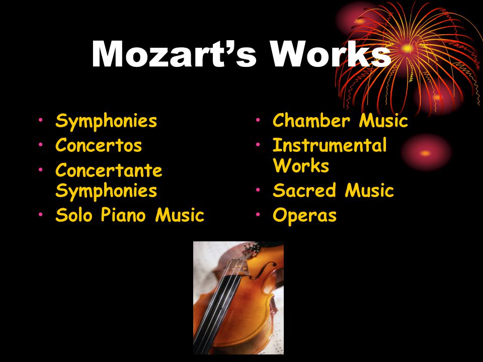 Mozart’s Works Symphonies Concertos Concertante Symphonies