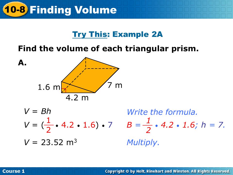Finding Volume 10-8 Try This: Example 2A