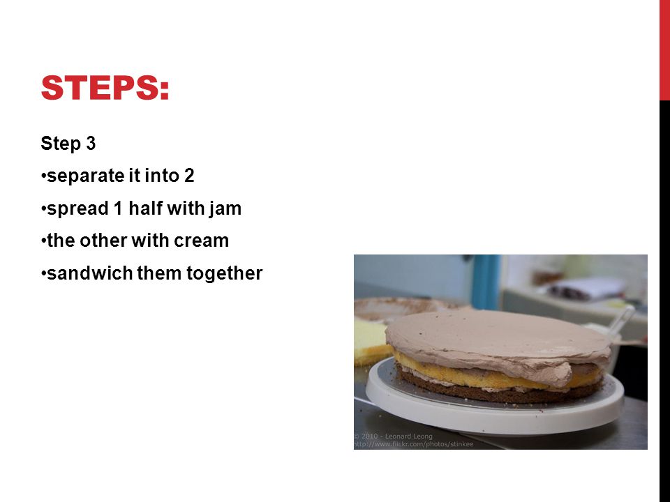 Steps: Step 3 separate it into 2 spread 1 half with jam