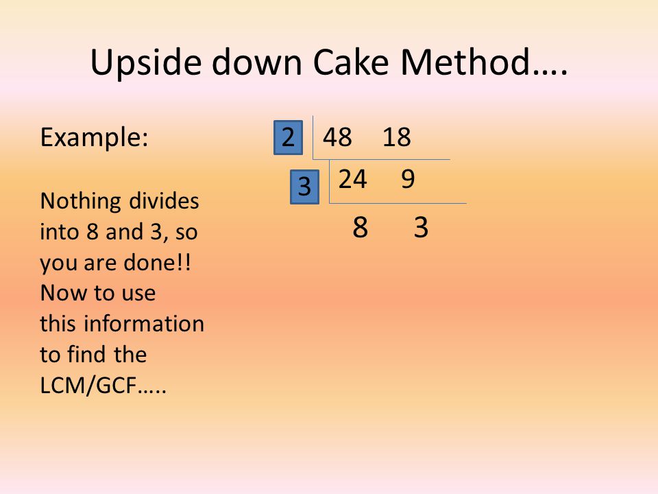 Upside down Cake Method….