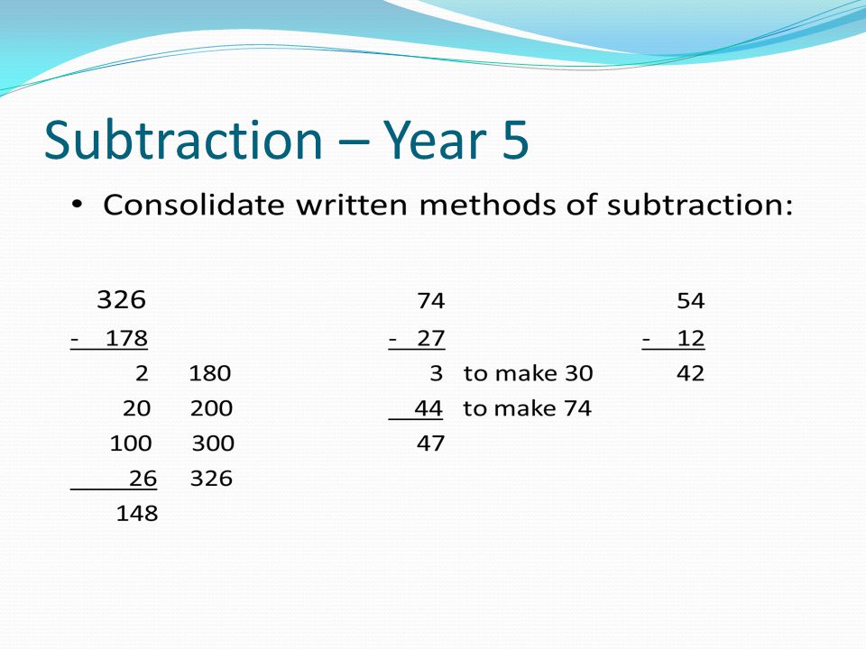 Subtraction – Year 5