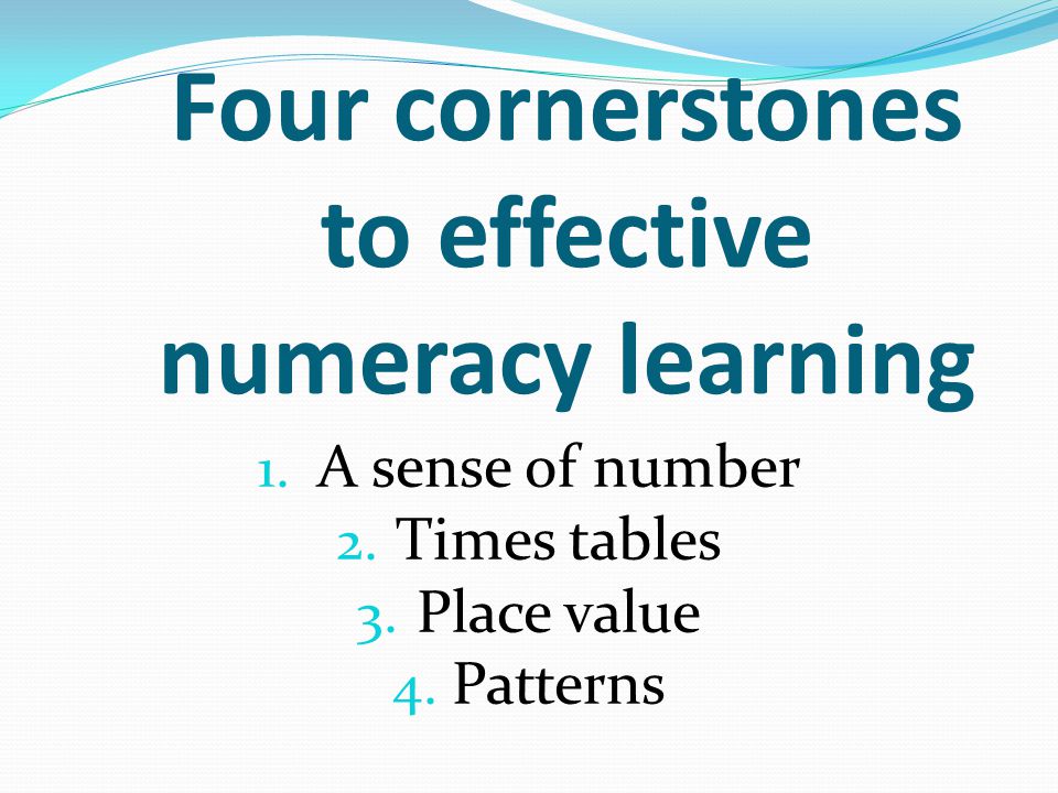 Four cornerstones to effective numeracy learning