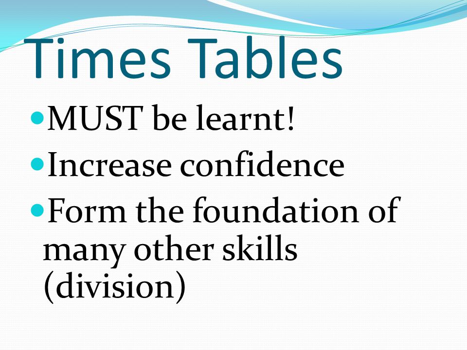 Times Tables MUST be learnt! Increase confidence