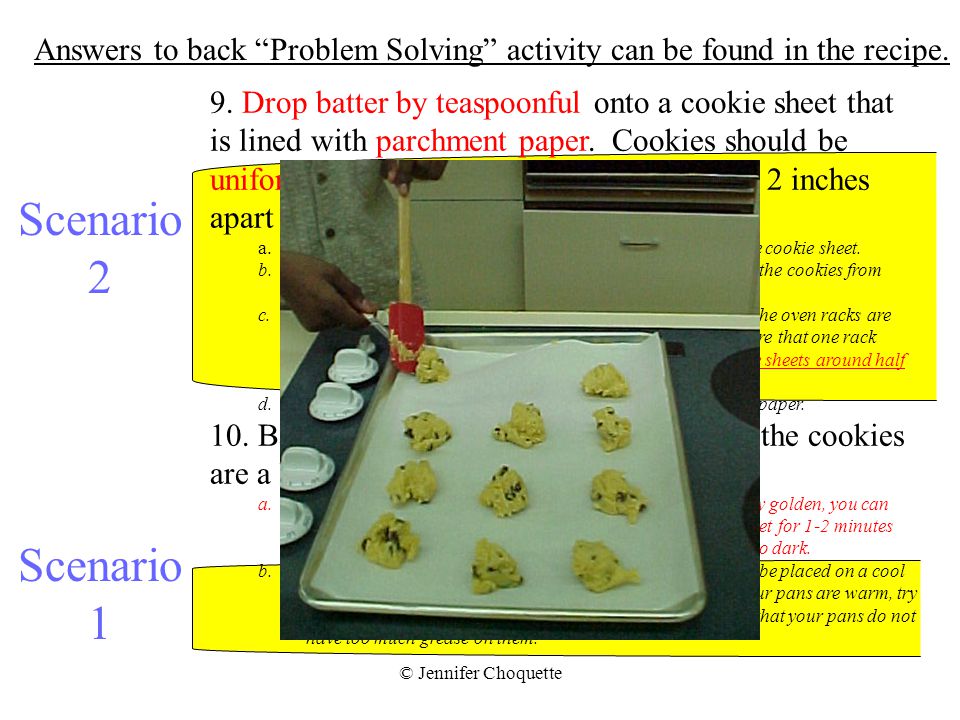 Answers to back Problem Solving activity can be found in the recipe.
