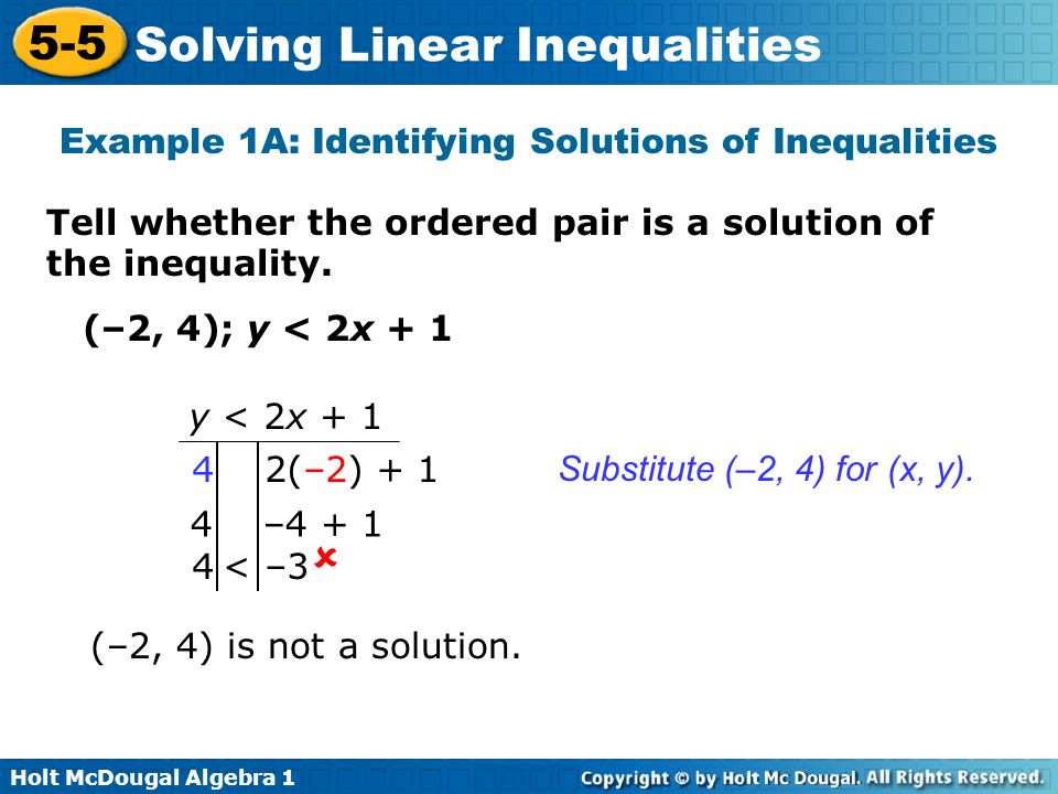Example 1A: Identifying Solutions of Inequalities